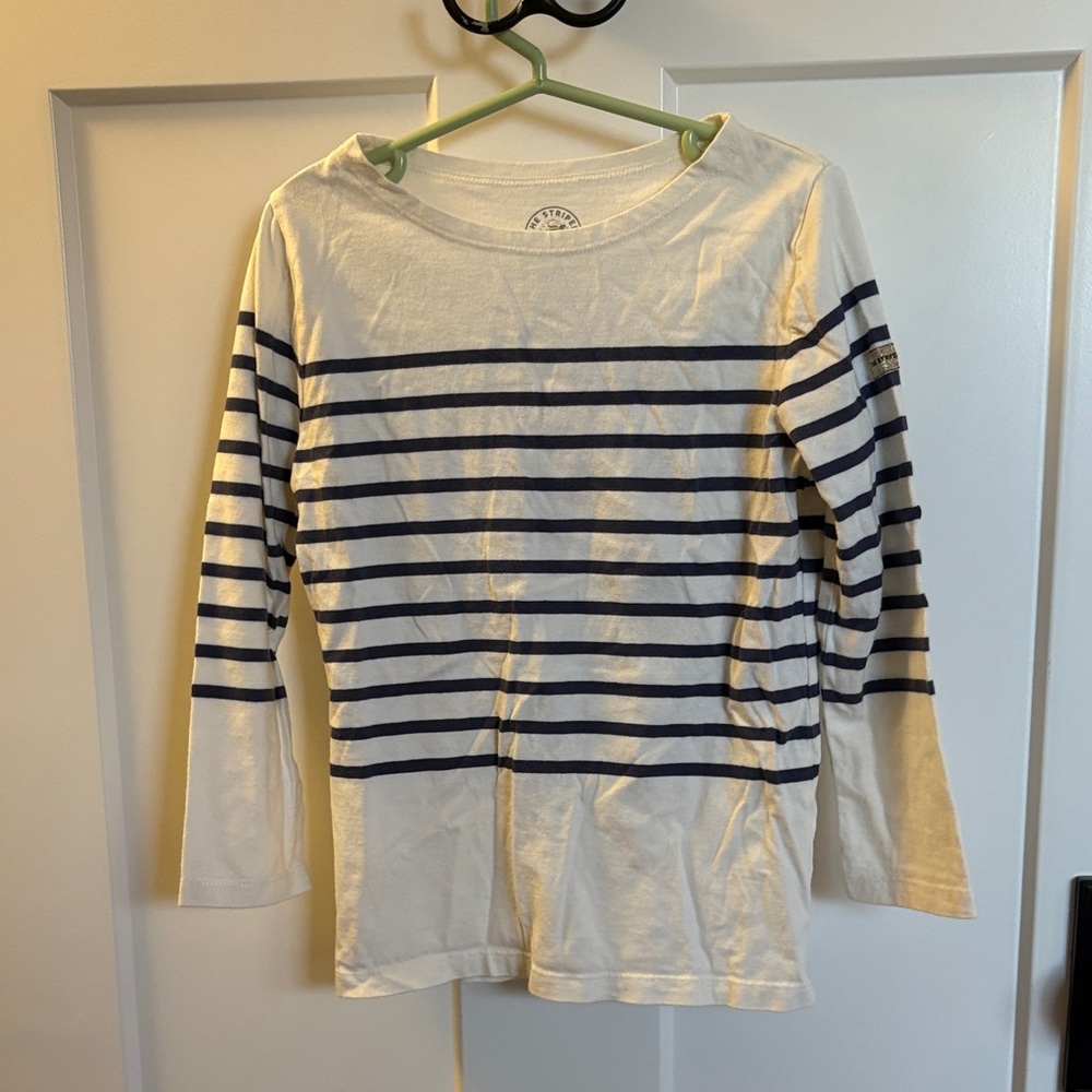 Navy Striped Long Sleeve Kids Tee
